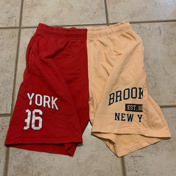 STREETWEAR SOCIETY Active Colorblock Red Beige Brooklyn Shorts M/M - Picture 2 of 7
